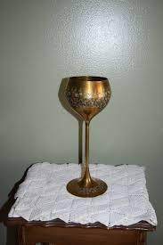 Indian-Made Brass <b>Goblet</b> Handcrafted Metal Drinking Vessel - Product Image 3