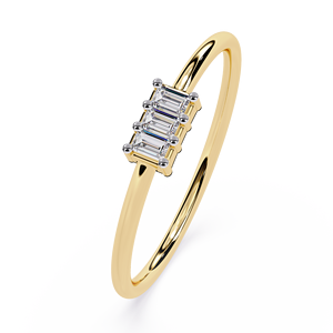 Three-stone baguette Natural diamond <b>dainty</b> band 18k gold <b>ring</b> with IGI Certified jewelry Wedding <b>Ring</b> for Women - Product Image 2
