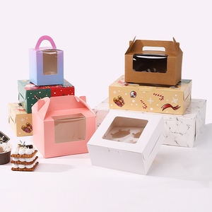 Boîtes à gâteaux avec Inserts et fenêtre tenant 6 petits gâteaux boîtes à gâteaux de boulangerie Kraft pâtisserie pour biscuits - Product Image 6