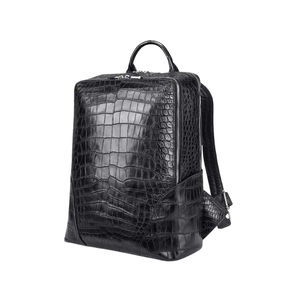 Mochila de cuero de cocodrilo de alta calidad con asa duradera y cierre de cremallera Bolsas de mochila de cuero de cocodrilo real hechas a mano - Product Image 1