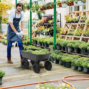 TC2145 <b>Small</b> Type Four-<b>Wheel</b> Folding Hand Truck Metal Enclosed Garden Cart with Plastic Dump Feature - Product Image 6