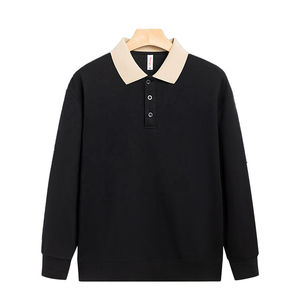 Wholesale 310gsm Cotton <b>Blend</b> Essential Spliced for Polo Collar Sweatshirt for Men Best Quality Custom Logo Design for Winter - Product Image 6
