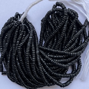 4mm 6mm Natural Black Spinel Stone Smooth <b>Heishi</b> Gemstone <b>Beads</b> Strand Wholesale Semi Precious for Jewelry Making Real Stone AAA - Product Image 3
