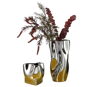 Jarrones de Metal con acabado antiguo, diseño atractivo, hoteles y restaurantes, decoración del hogar, florero Interior, maceta personalizada - Product Image 4