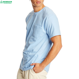 <b>Top</b> Ranking Plain Heavy Cotton Eco-Friendly Quick Dry 200g T-shirt for Men Custom Print Logo <b>Mock</b> <b>Neck</b> with Front Pocket Summer - Product Image 4