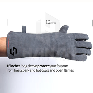 Guantes de seguridad de trabajo personalizados de color sólido Guantes de soldadura de cuero Soldadores resistentes al calor Guantes de protección de manos de seguridad - Product Image 6