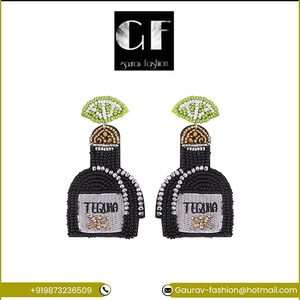 Collier ras du cou en perles de rocaille plaquées or, les plus vendues, avec brin de perles colorées et boucles d'oreilles en diamant-Nouvelle arrivée! - Product Image 2