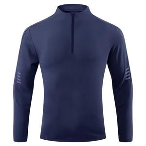 Venta al por mayor Activewear Nuevo Diseño Slim Fit Compresión ropa de gimnasio Manga larga completa Lujo ropa activa cuarto de camisa con cremallera para los hombres - Product Image 3