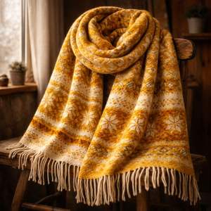 Châle de travail kashmiri pour femme, qualité supérieure, pure laine beige, long, rectangulaire, à pois, motif original, durable, léger, hiver - Product Image 1