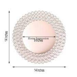 Wedding and Villa Parties Decoration High Grade Gold Plated <b>Metal</b> and Crystals <b>Beaded</b> Fancy Look Round Shape Charger Plates - Product Image 6