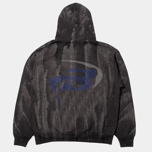 Sweat à capuche unisexe vintage délavé, pull en polaire oversize, streetwear, hiver, Y2K, design de logo personnalisé - Product Image 2