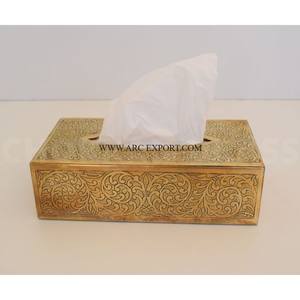 Standard Designing Table Decoration Brass Tissue Storage Box New Style Exclusive Quality <b>Large</b> Size Home and Kitchen Storage Box - Product Image 1
