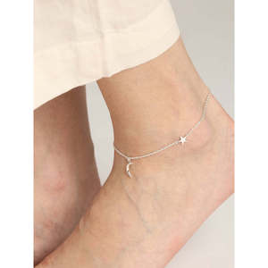Achetez des chevillères/Payals 100% argent 925 véritable pour femmes et filles, style mignon, plaqué or avec matériau en or 14 carats, diamant comme pierre principale - Product Image 4