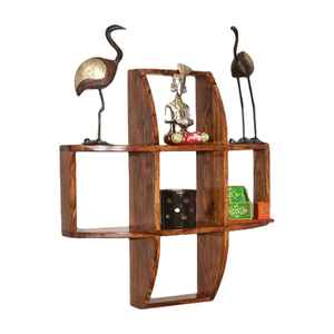 Étagère de rangement murale en bois de forme irrégulière ronde Art Déco naturelle personnalisée pour l'affichage mural par Z f Craft Impex - Product Image 2