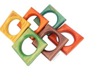 Decoración de fiesta hojas de maíz servilleta hebilla tejida a mano servilletero mesas de decoración de madera anillo de madera marrón servilleta hebilla pintada a mano - Product Image 3