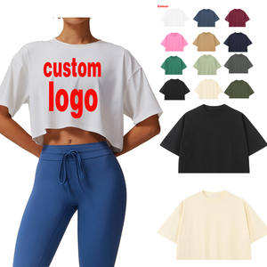 Haut court pour femmes meilleure vente été surdimensionné t-shirt haute qualité Crop hauts t-shirt personnalisé 230gsm Vintage femmes t-shirts sexy - Product Image 4