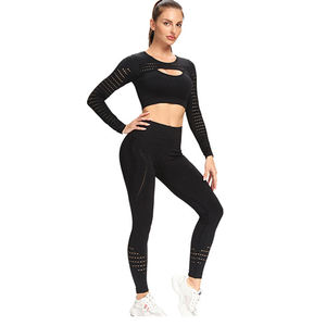 Ensemble de Yoga pour femmes, design personnalisé, sans couture, manches longues, vêtements de gymnastique, vêtements d'activité, ensembles de Yoga tricotés, offre spéciale - Product Image 2