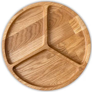 Plato de madera redondo de diseño pulido natural - Product Image 1