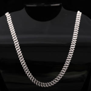 8mm Moissanite & Iced Diamond Cuban Link Chain Solide 925 Sterling Silver Hip Hop Collier Miami Style Body Jewelry Hip Hop Style - Product Image 3