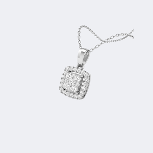 Collar con Colgante de Halo Cuadrado con Diamantes Redondos Brillantes de 0.75 CTW y Engaste Pavé en Oro de 9K - Product Image 5