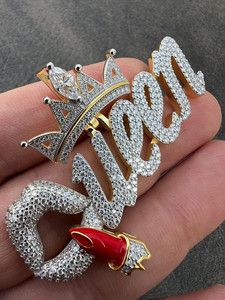 Precioso colgante Vintage de reina de moissanita chapado en oro de 18 quilates y plata 925, joyería de moda para mujer chapada en oro rosa para fiestas - Product Image 3