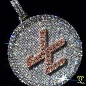 Colgante de hip hop helado chapado en rodio hecho a medida VVS Moissanite 925 joyería hecha a mano de plata esterlina - Product Image 3