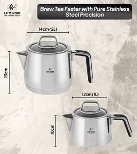 Juego de Tetera de Acero Inoxidable 18/10 de Alta Calidad con Base Compatible con Inducción y Asas Aisladas de Silicona - Product Image 2