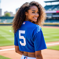 Maillot de baseball pour femme adulte, manches courtes, coupe courte, col montant, respirant, antibactérien, pour l'été, idéal pour le softball
