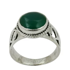 "925 <b>Silver</b> <b>Emerald</b> Cut Green Onyx <b>Ring</b> for Women-Natural Stone Rhodium Plated Dainty Design" - Product Image 3