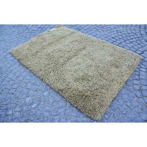 Modern Vintage Turkish Rug 4.3 X 6.6 ft Classic Beige Patchwork Design Handmade Wool Faux Rabbit Fur Latex Rectangle Hallway - Product Image 2