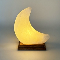 Lampe de sel de l'Himalaya blanche artisanale sculptée 3-4 kg, lumière chaude, base en bois, éclairage intérieur 15 W, 15 m², ionisante, Pakistan