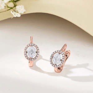 Orbelle Charm <b>Rose</b> <b>Gold</b> Pearl <b>Stud</b> <b>Earrings</b> for Women Rhodium Plated 14K <b>Gold</b> Huggies Hoops Trendy Gift - Product Image 1