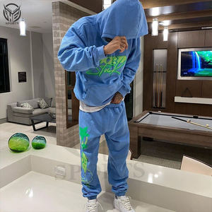 Ensemble sweat à capuche et jogging marron unisexe imprimé en 3D personnalisé Streetwear surdimensionné en coton épais pour hommes pour l'hiver - Product Image 1