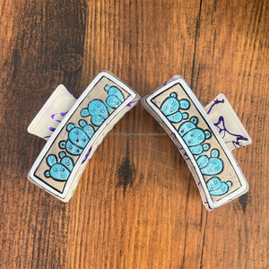 New Arrival Western Style Handmade <b>Tooled</b> Leather Hair Claw <b>Clips</b> Real Handmade Leather Hair Pins Accessories for Women Cowgirl - Product Image 2