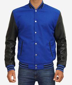 Vestes de baseball universitaire pour hommes, col montant, patchwork, vestes vierges pour hommes, vente en gros en cuir de laine personnalisé vente en gros - Product Image 6