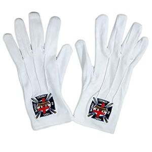 Nouveauté 2025 Gants maçonniques en coton blanc uni avec logo brodé, poignet élastique, logo personnalisé disponible, gants 100% coton - Product Image 3