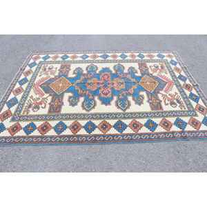 Alfombra de 5.9x8 pies, Alfombra Turca Vintage, Alfombra Oriental Azul de Lana - Product Image 3