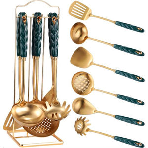 Utensilios de cocina de Metal para Hotel, juego de servir comida, cubiertos de restaurante, cubiertos de mesa, utensilios de servidor de acero inoxidable, mango de madera - Product Image 4