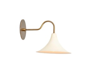 Applique murale à bras incurvé en laiton brut avec trompette à 1 lumière moderne du milieu du siècle chic pour chambres et salons - Product Image 4