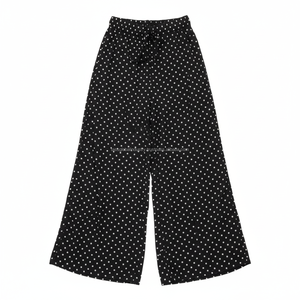 Pantalon large taille haute pour femme, imprimé floral, style mousseline, doux, léger, coupe décontractée, hiver - Product Image 6