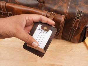 Luxury Genuine Leather Travel Luggage <b>Tag</b> <b>Personalised</b> Embossed Logo Suitcase <b>Tag</b> LLT-0034 - Product Image 3