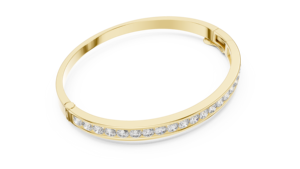 Bracelet jonc éternité S VIRVADIYA pour femme en or jaune 14 carats avec diamants de laboratoire, serti en canal, bijoux de luxe - Product Image 3