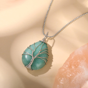 Jeulia Luck & Abundance Winding <b>Tree</b> Green Aventurine Pendant <b>Necklace</b> - Product Image 5