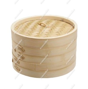 2 tingkat kayu kecil Dim Sum Food Dumpling Steamer rak tempat Set keranjang Mini bentuk bulat pengukus bambu dengan tutup