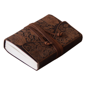 Antique Rose en relief en cuir véritable Journal fait à la main classique religieux couverture souple carnet de croquis Vintage sangle serrure pour voyage - Product Image 5