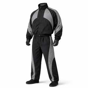Men’s <b>Black</b> Grey <b>Windbreaker</b> Tracksuit Set Lightweight Nylon Track Suit Full Zip Jacket Jogger Pants Custom Logo OEM ODM - Product Image 3