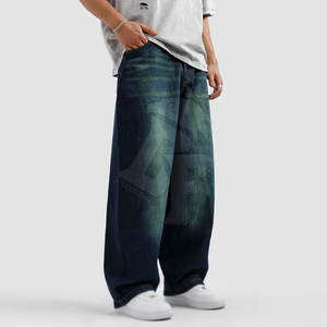 กางเกงยีนส์ทรงหลวมผู้ชายสไตล์สตรีทผ้าทนทานใส่สบายทรงหลวมดีไซน์ทันสมัยเหมาะสำหรับสวมใส่สบาย - Product Image 1