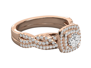 Anillo de Compromiso con Halo de Diamantes de Corte Brillante, Chapado en Oro de 14K, Plata de Ley, Diseño Personalizado, Elegancia Clásica para Mujer - Product Image 3