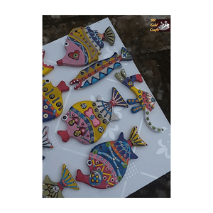 ไม้แกะสลักทำด้วยมือ-ของตกแต่งรูปปลาทำจากไม้ทาสีโดดเด่นศิลปะผนังไม้ศิลปะของขวัญกล่องของเล่นไม้แท้ - Product Image 3