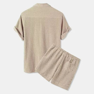New Fashion <b>Men</b> Custom <b>Shirt</b> and Shorts Set <b>Corduroy</b> <b>Men</b> Summer High Quality Two Piece Short Set Reasonable Price OEM Service - Product Image 4